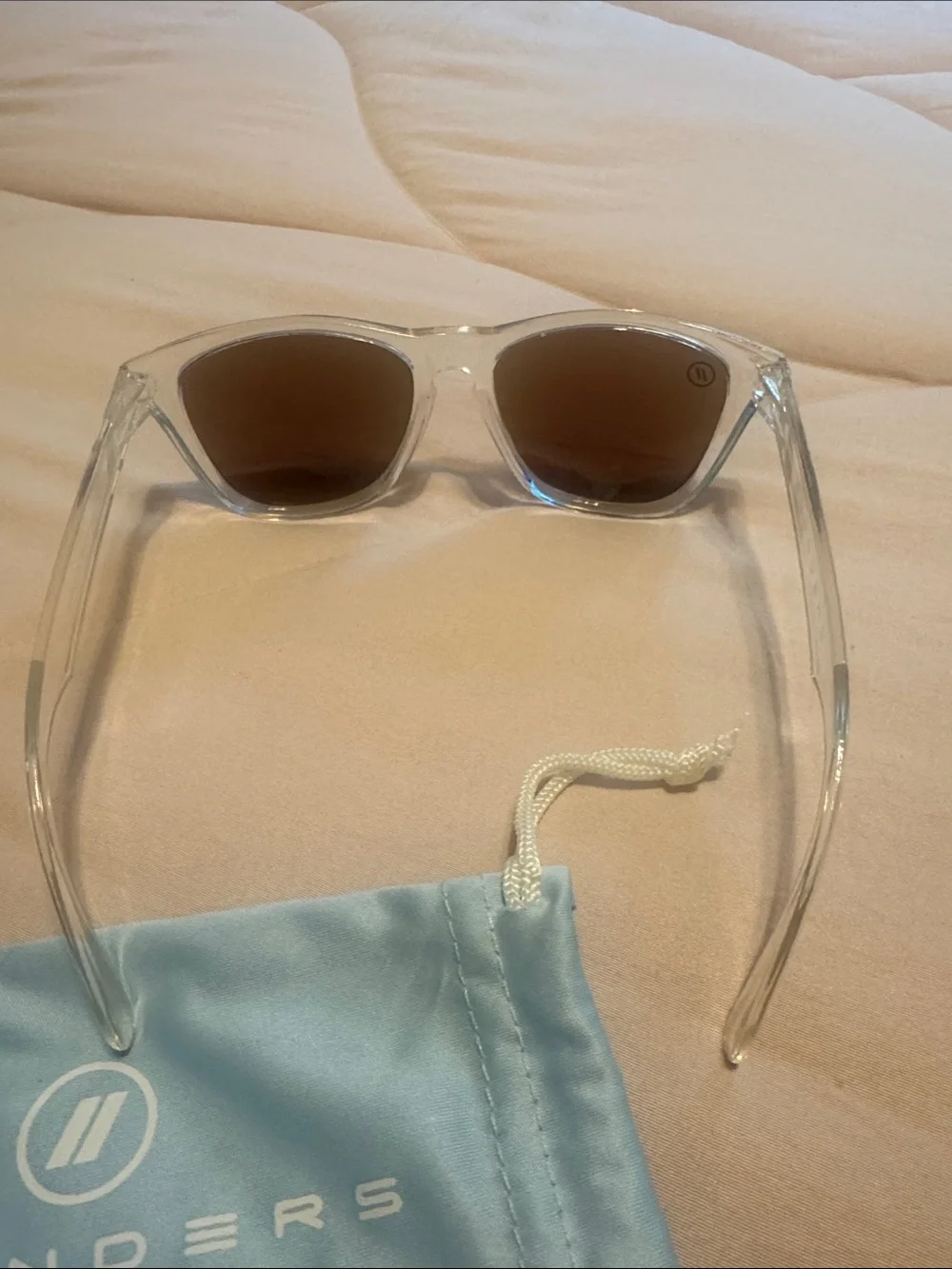 Clear Frame Sunglasses with Blue Reflective Lenses